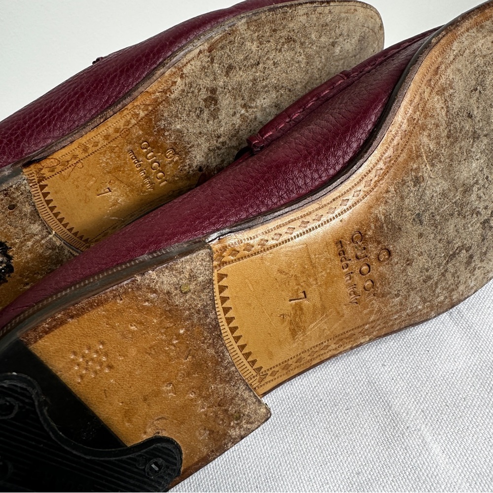 Gucci - Men’s Horsebit Authentic - Red Leather Vintage Loafer Shoes - Size 7 - Picture 7 of 10
